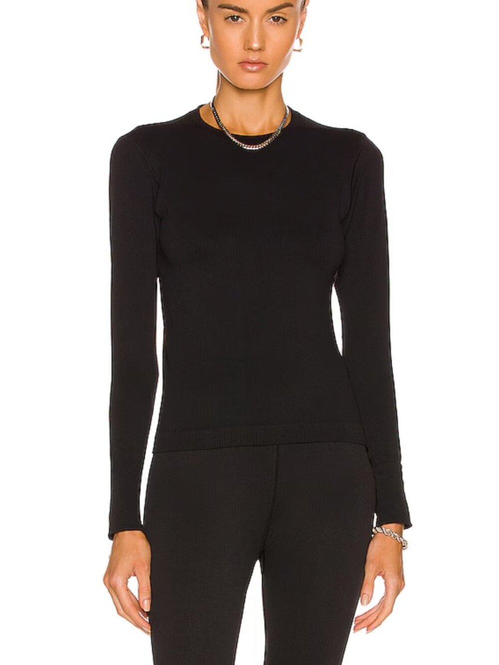 Helmut Lang Solid Black 100% Wool Long Sleeve Tee Size XS
